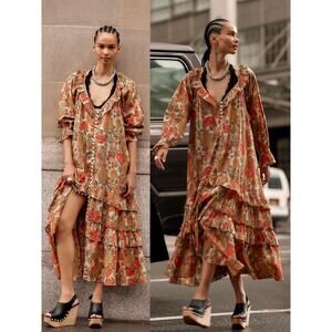 knee length dresses for ladies FREE PEOPLE Maxi BLUEBELL Patchwork Tiered Dress main image 1